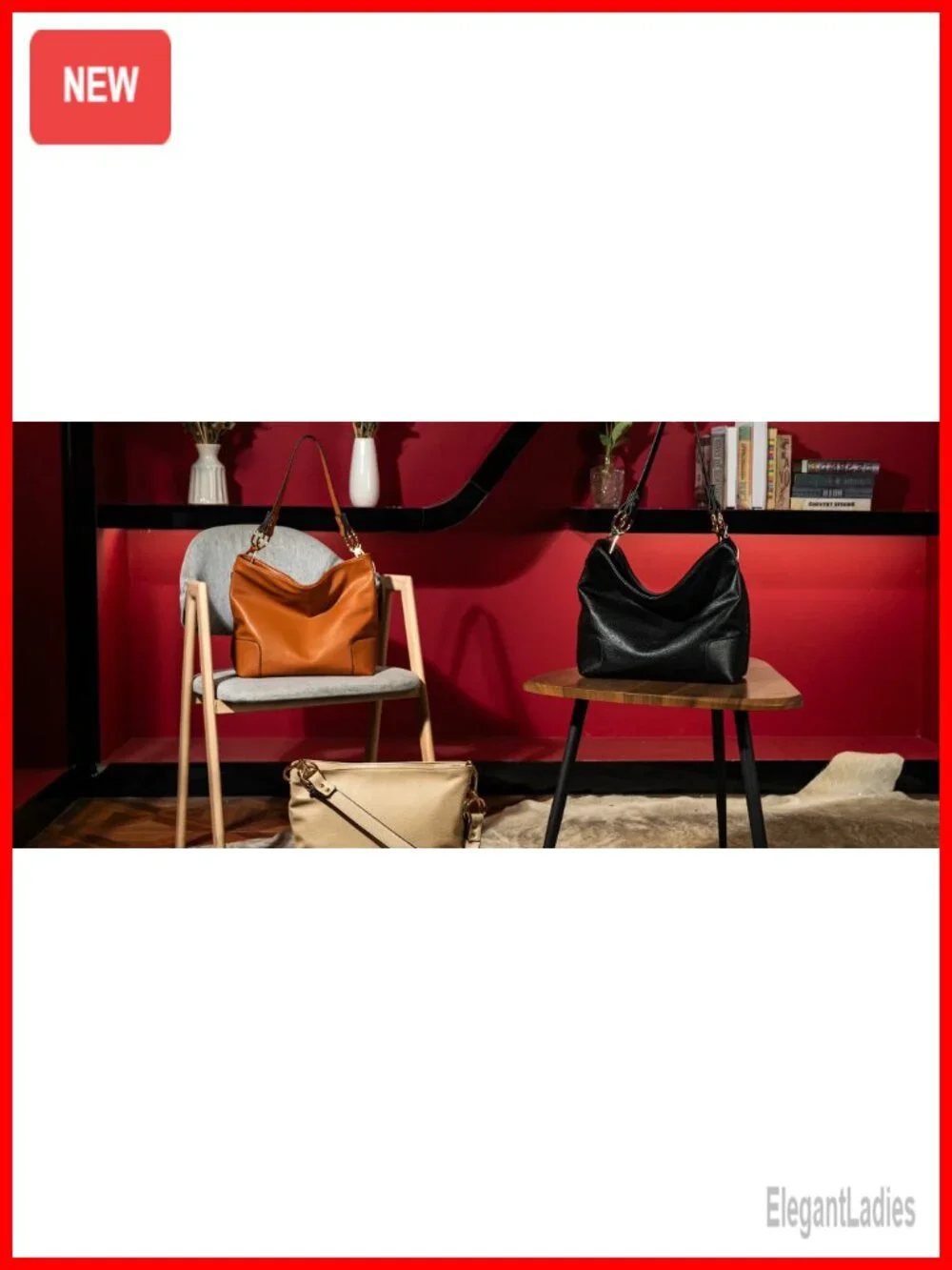 Faux Leather Hobo Bag Shoulder Crossbody Handbag